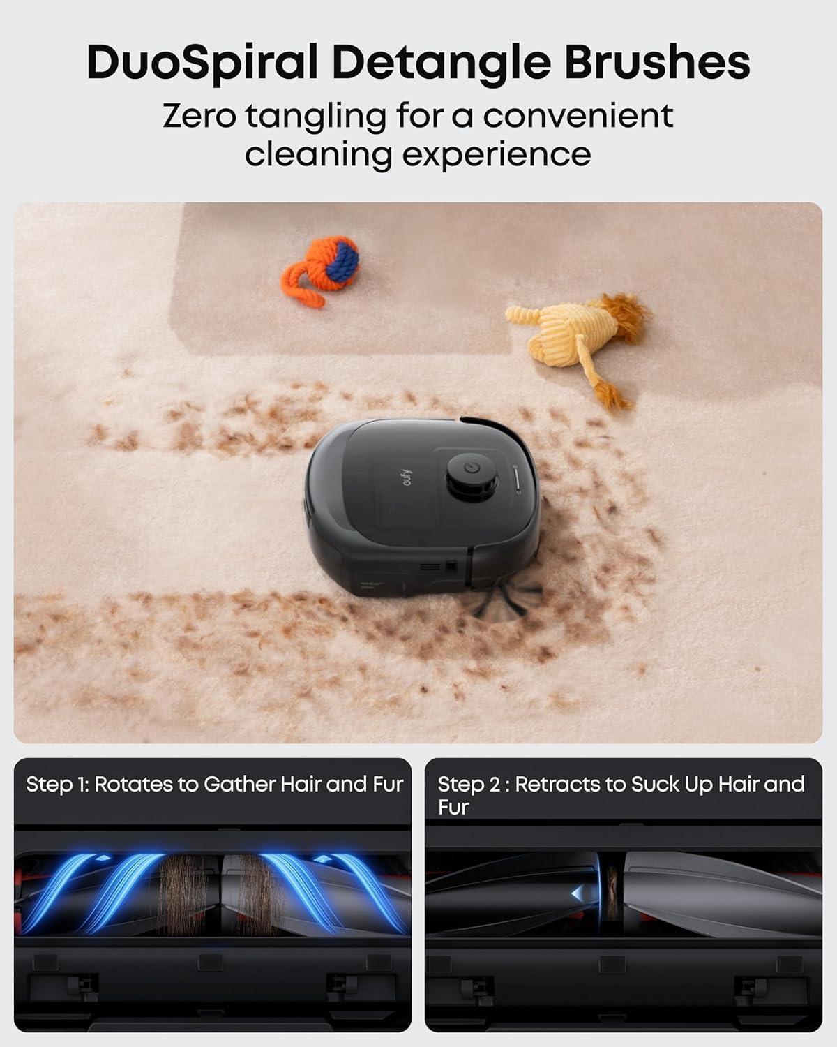 eufy E25 Omni Robot Vacuum and Mop Combo,HydroJet System, 20,000Pa Turbo Suction, Zero-Tangle Design, Auto-Empty & Self-Cleaning All-in-One Station + Official Dust Bags*3
