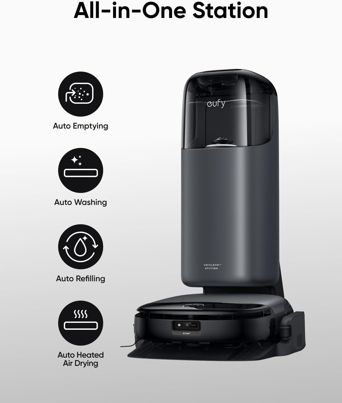 eufy S1 with All-in-One Station, HydroJet System with Roller Mop, Robot Vacuum and Mop Combo, Incredible Suction, Obstacle Avoidance + Official Accessory Kit