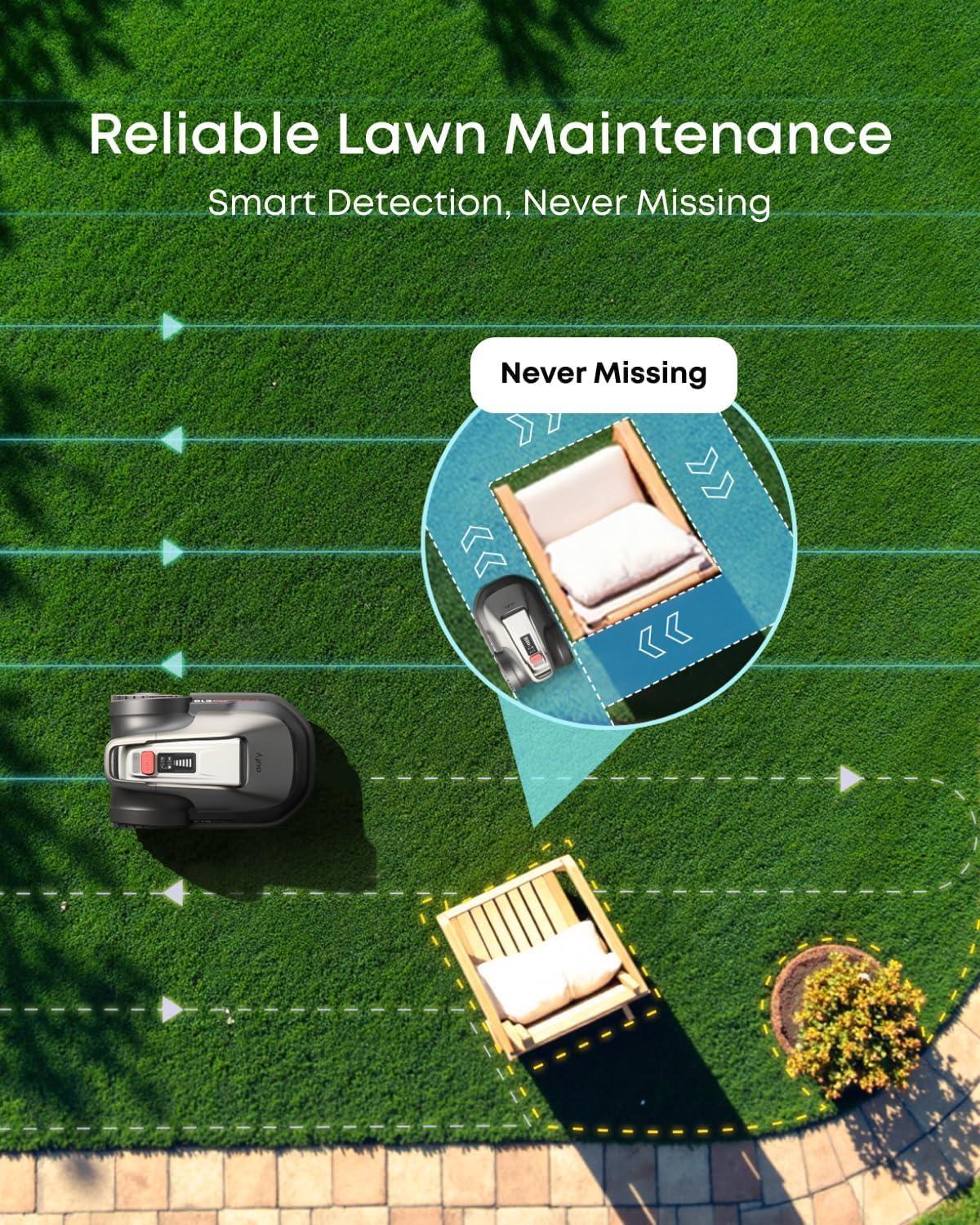 eufy E15 Robot Lawn Mower,Max 0.2 Acres,Wireless Robot Mower with Auto Mapping,Vision Navigation,Multi-Zone Management + Official Accessories, Blade Disc *1