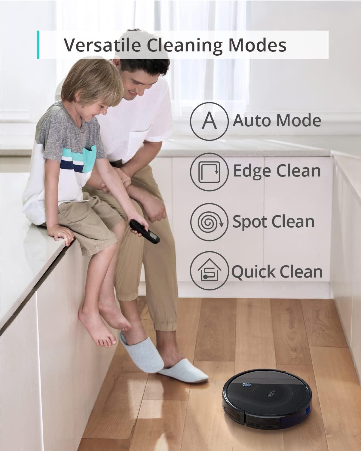 eufy Robot Vacuum 11S MAX, Super Thin, Powerful Suction, Quiet, Self-Charging Robotic Vacuum Cleaner, Cleans Hard Floors to Medium-Pile Carpets, Black +Replacement Accessories Kit
