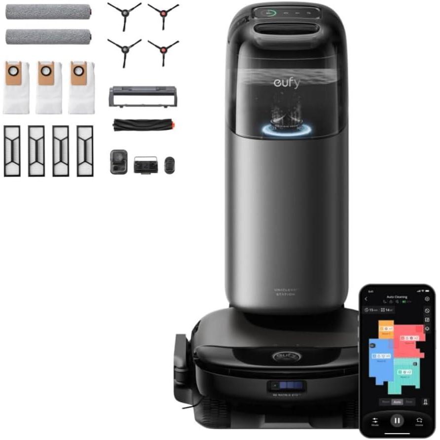eufy Robot Vacuum Omni S1 Pro with All-in-One Station, HydroJet System with Roller Mop, Robot Vacuum and Mop Combo, Eco-Clean Ozone, Incredible Suction + Official Accessory Kit