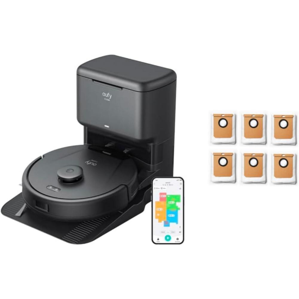 eufy L60 Robot Vacuum with Self Empty Station, Hair Detangling Technology, Up to 60 Days Hands Free Cleaning, 5,000 Pa Suction +6 Pack Dust Bag