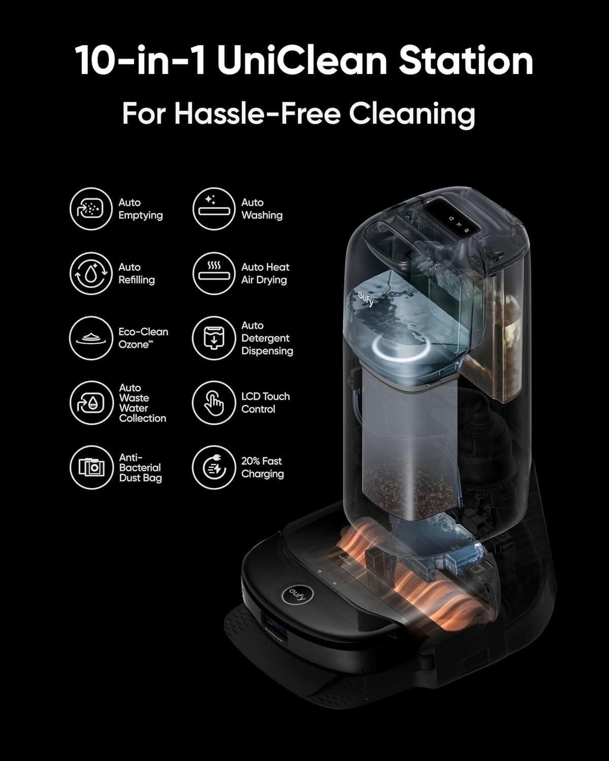 eufy Robot Vacuum Omni S1 Pro with All-in-One Station, HydroJet System with Roller Mop, Robot Vacuum and Mop Combo, Eco-Clean Ozone, Incredible Suction + Automatic Water Refill and Drainage System