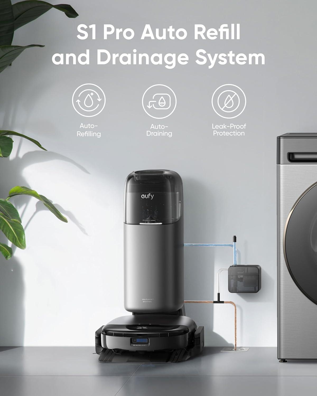 eufy Robot Vacuum Omni S1 Pro with All-in-One Station, HydroJet System with Roller Mop, Robot Vacuum and Mop Combo, Eco-Clean Ozone, Incredible Suction + Automatic Water Refill and Drainage System