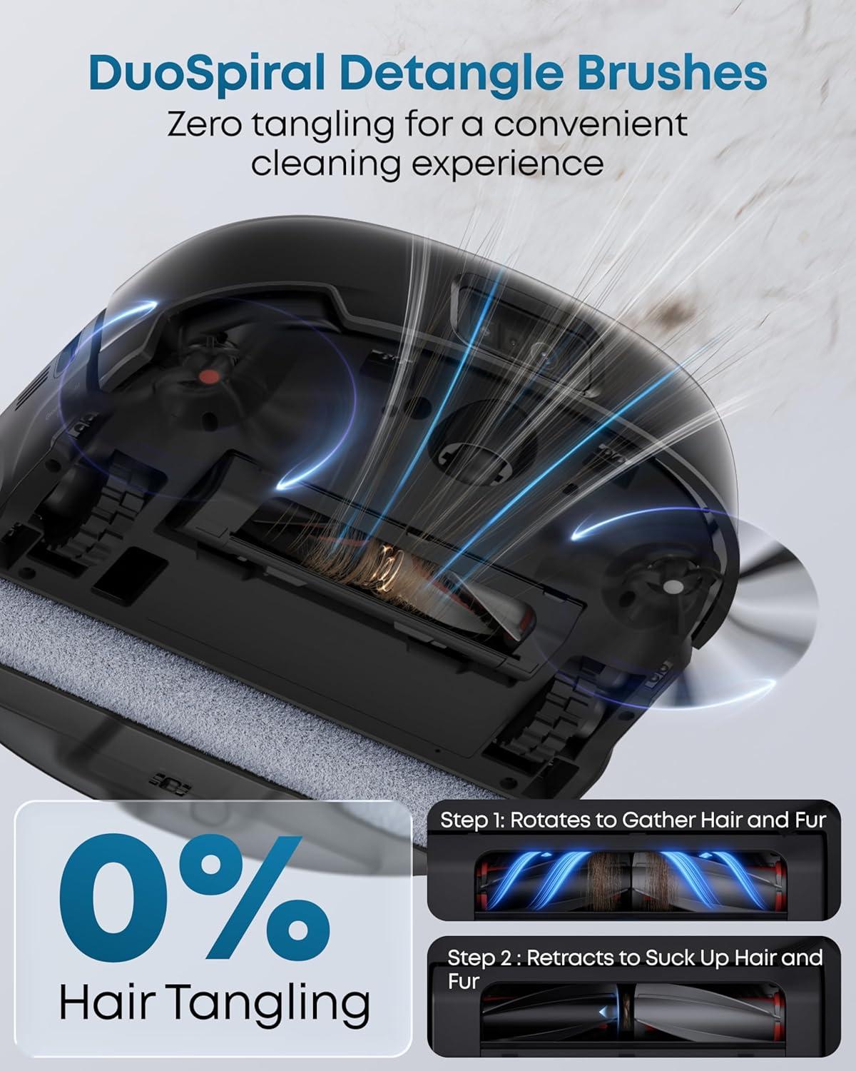 eufy Robot Vacuum E25, 20,000 Pa Suction,HydroJet Always-Clean Roller Mop, All-in-One Robot Vacuum and Mop Combo, Edge-to-Corner Cleaning, Zero-Tangle Design, AI Obstacle Avoidance (Upgraded)(E25 Black)