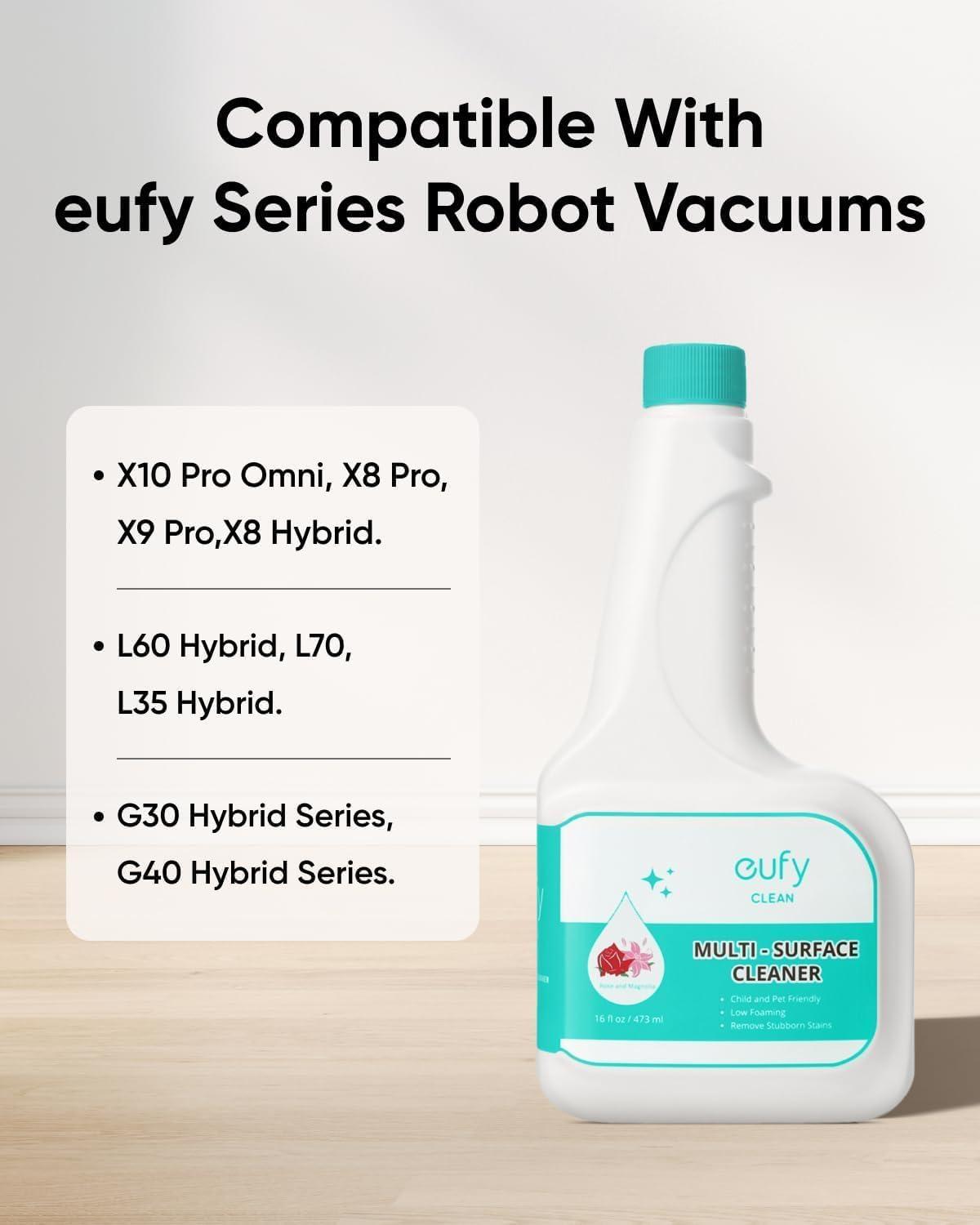eufy X10 Pro Omni Robot Vacuum and Mop Combo, 8,000 Pa Suction, Dual Mops with 12 mm Auto-Lift and Carpet Detection + Official Floor Cleaning Solutions (2 Bottles)(X10 and 2 Bottles)