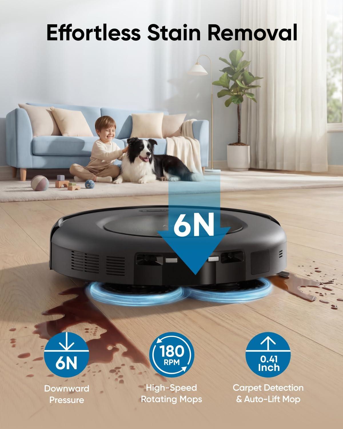 eufy Robot Vacuum E25, 20,000 Pa Suction,HydroJet Always-Clean Roller Mop, All-in-One Robot Vacuum and Mop Combo, Edge-to-Corner Cleaning, Zero-Tangle Design, AI Obstacle Avoidance (Upgraded)(C20 Omni)