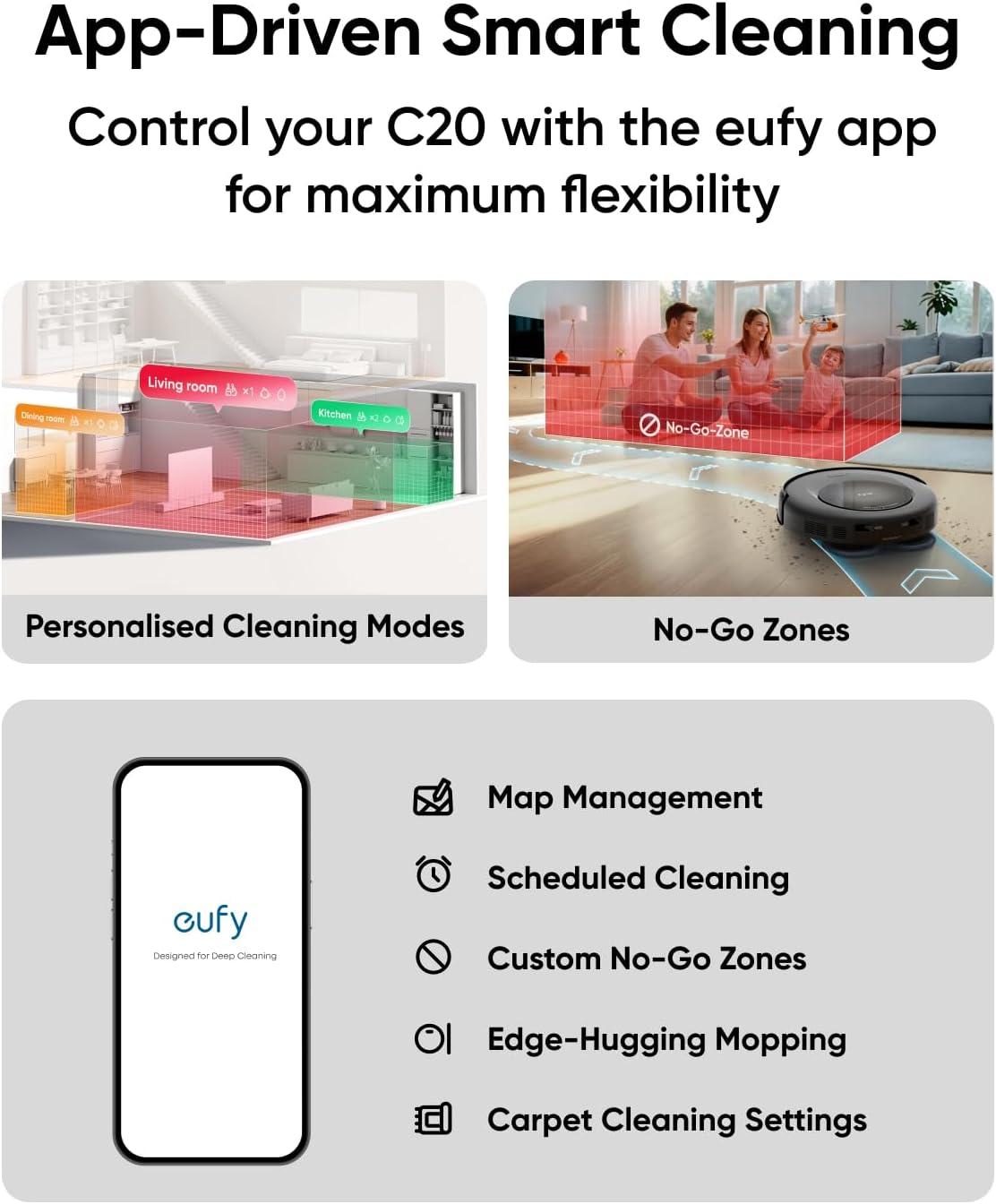eufy Robot Vacuum E25, 20,000 Pa Suction,HydroJet Always-Clean Roller Mop, All-in-One Robot Vacuum and Mop Combo, Edge-to-Corner Cleaning, Zero-Tangle Design, AI Obstacle Avoidance (Upgraded)(C20 Omni)