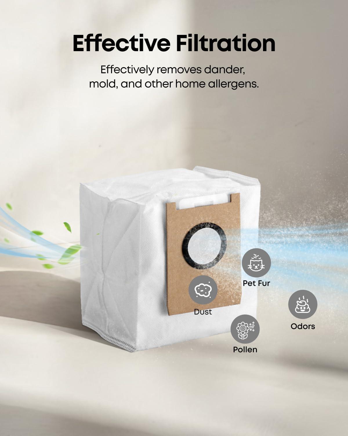eufy Official 3x Dust Bags, 3L Capacity, Up to 75 Days Use, Compatible with eufy 3-in-1 E20