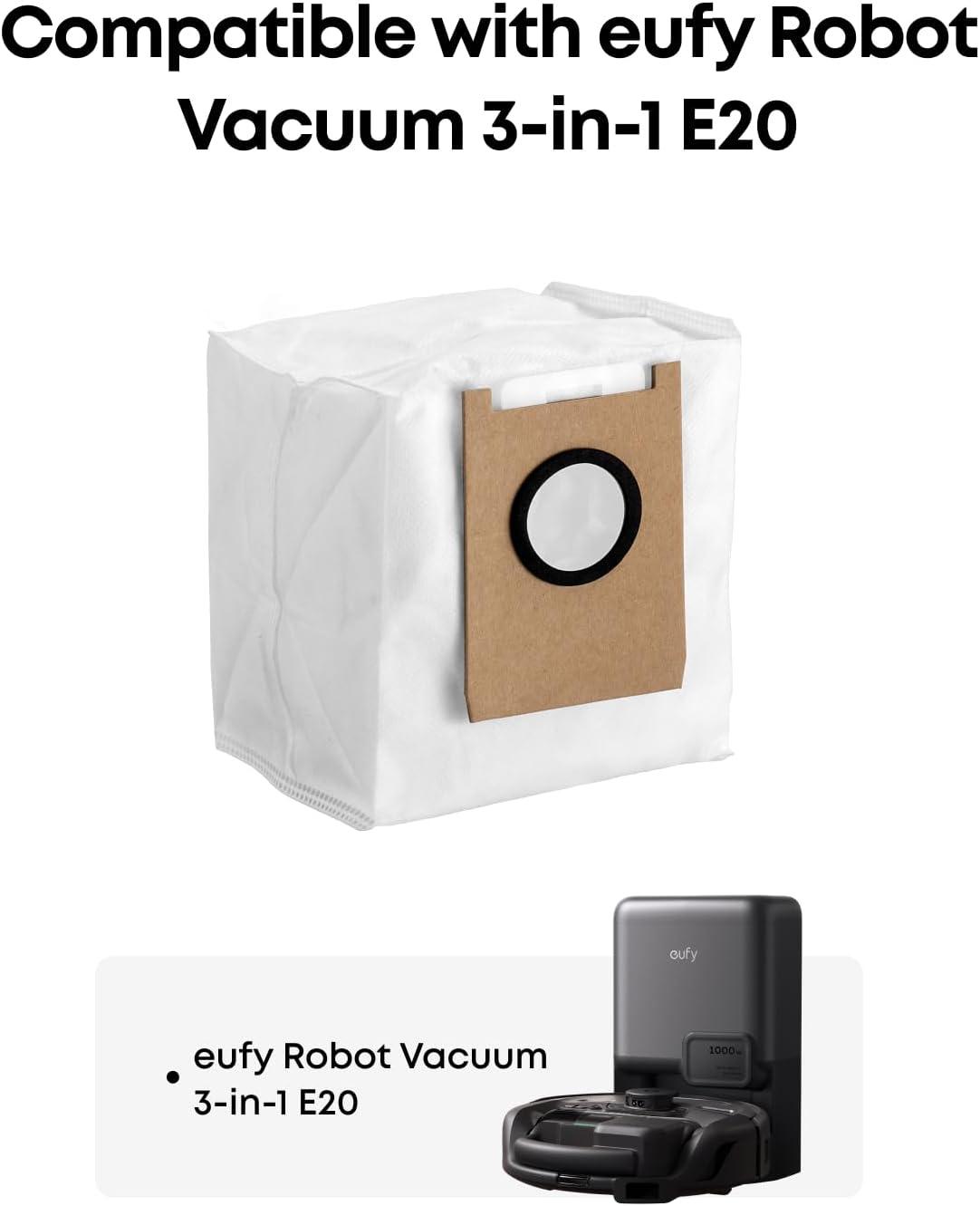 eufy Official 3x Dust Bags, 3L Capacity, Up to 75 Days Use, Compatible with eufy 3-in-1 E20