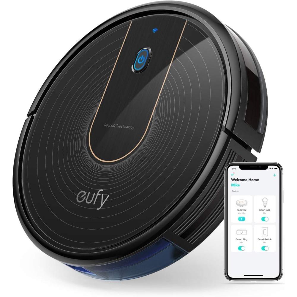 eufy C10 Robot Vacuum Self Emptying, 8 Weeks Hands Free, Advanced Smart Mapping with LiDAR Navigation, 2.85-Inch Slim Design, Powerful Suction, Edge Expansion Brush for Pet Hair, Carpet Detection(15C)