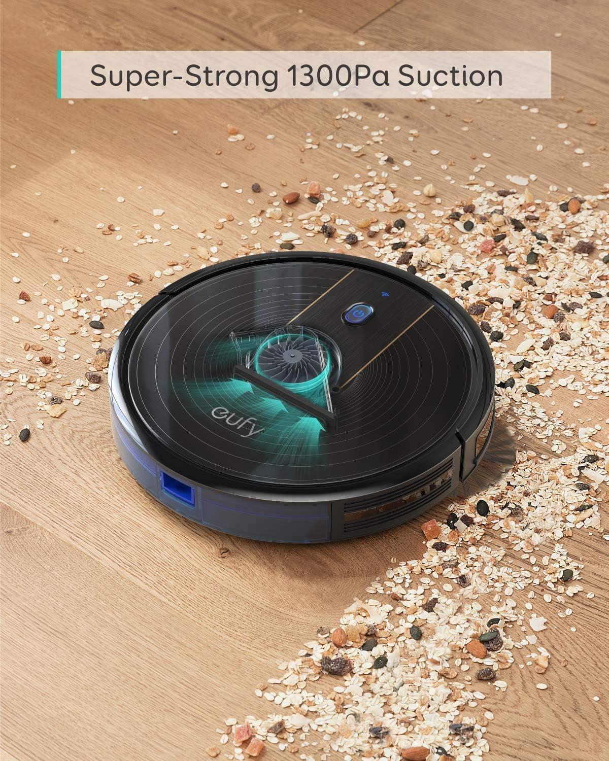 eufy C10 Robot Vacuum Self Emptying, 8 Weeks Hands Free, Advanced Smart Mapping with LiDAR Navigation, 2.85-Inch Slim Design, Powerful Suction, Edge Expansion Brush for Pet Hair, Carpet Detection(15C)