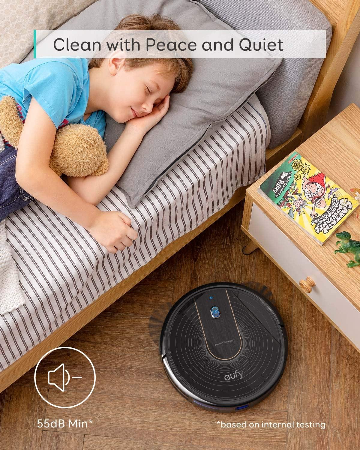 eufy C10 Robot Vacuum Self Emptying, 8 Weeks Hands Free, Advanced Smart Mapping with LiDAR Navigation, 2.85-Inch Slim Design, Powerful Suction, Edge Expansion Brush for Pet Hair, Carpet Detection(15C)