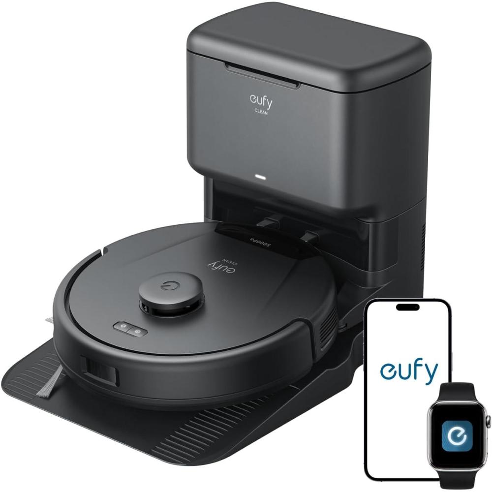 eufy L60 Robot Vacuum with Self Empty Station, Hair Detangling Technology, Up to 60 Days Hands Free Cleaning, 5,000 Pa Suction, Remove Hair, Dust(01-L60 SES)