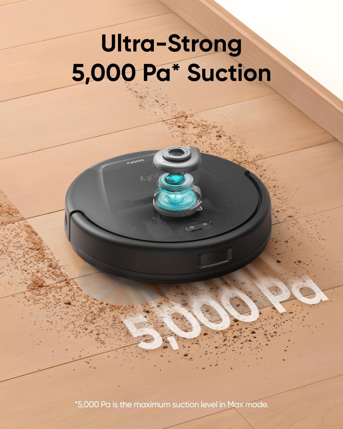 eufy L60 Robot Vacuum with Self Empty Station, Hair Detangling Technology, Up to 60 Days Hands Free Cleaning, 5,000 Pa Suction, Remove Hair, Dust(01-L60 SES)