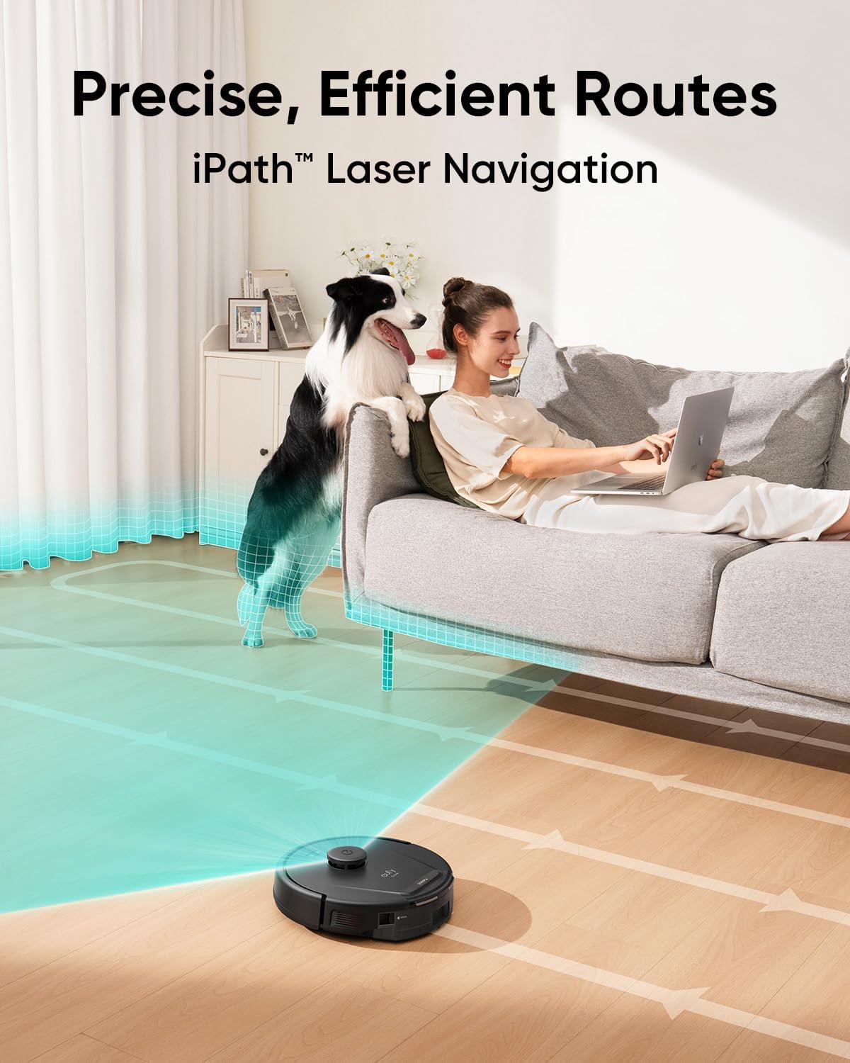 eufy L60 Robot Vacuum with Self Empty Station, Hair Detangling Technology, Up to 60 Days Hands Free Cleaning, 5,000 Pa Suction, Remove Hair, Dust(01-L60 SES)