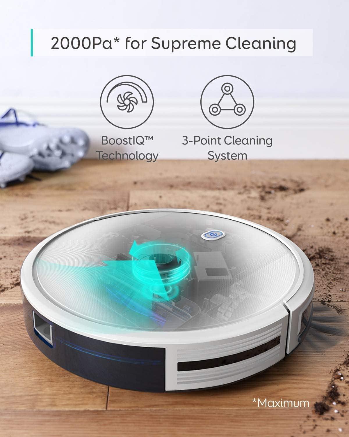 eufy C10 Robot Vacuum Self Emptying, 8 Weeks Hands Free, Advanced Smart Mapping with LiDAR Navigation, 2.85-Inch Slim Design, Powerful Suction, Edge Expansion Brush for Pet Hair, Carpet Detection(11S Max)