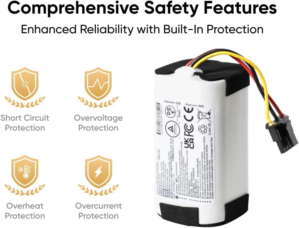 eufy Official Replacement Battery, 2,500mAh Real Capacity, 14.4V Lithium-Ion Replacement Battery L50/L60 Series