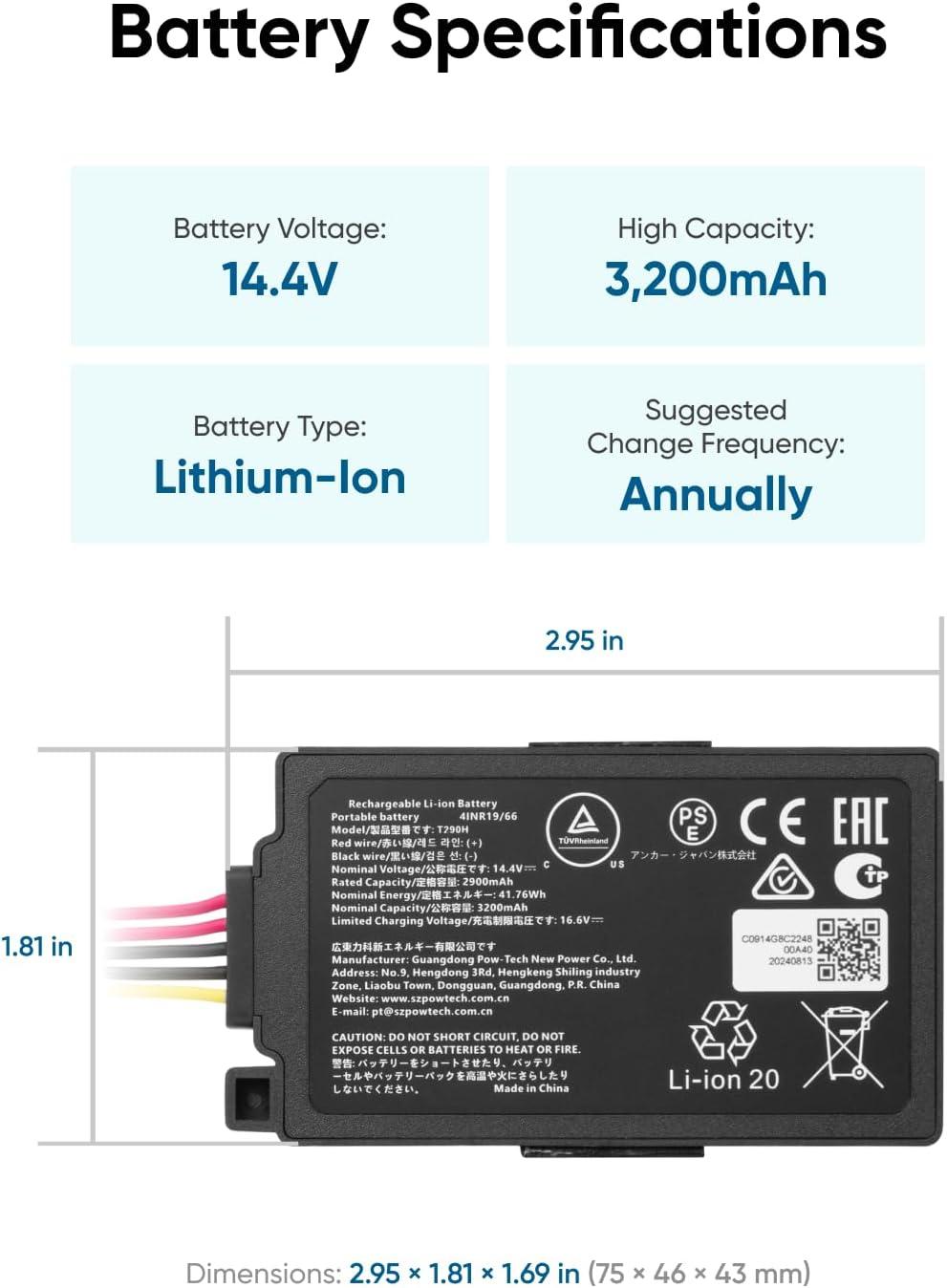 eufy Official Accessories, Replacement Battery Omni C20 & Auto-Empty C10, 3,200 mAh, 14.4V Lithium-Ion