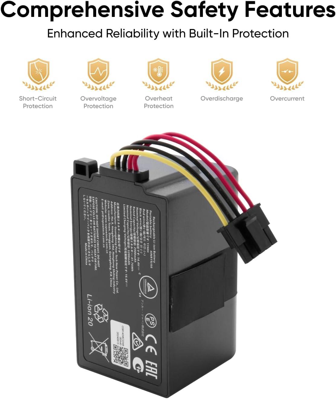 eufy Official Accessories, Replacement Battery Omni C20 & Auto-Empty C10, 3,200 mAh, 14.4V Lithium-Ion