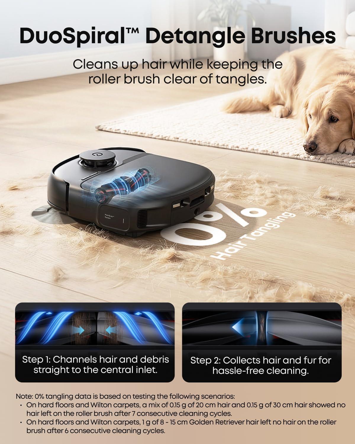 eufy X10 Pro Omni Robot Vacuum and Mop Combo, 8,000 Pa, Dual Mops with 12 mm Auto-Lift and Carpet Detection, AI Obstacle Avoidance, Auto Mop Washing&Drying, Self-Emptying, White(eufy C28)