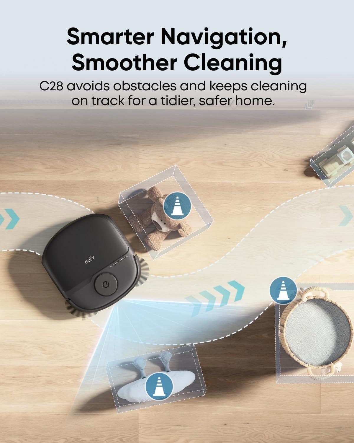 eufy X10 Pro Omni Robot Vacuum and Mop Combo, 8,000 Pa, Dual Mops with 12 mm Auto-Lift and Carpet Detection, AI Obstacle Avoidance, Auto Mop Washing&Drying, Self-Emptying, White(eufy C28)
