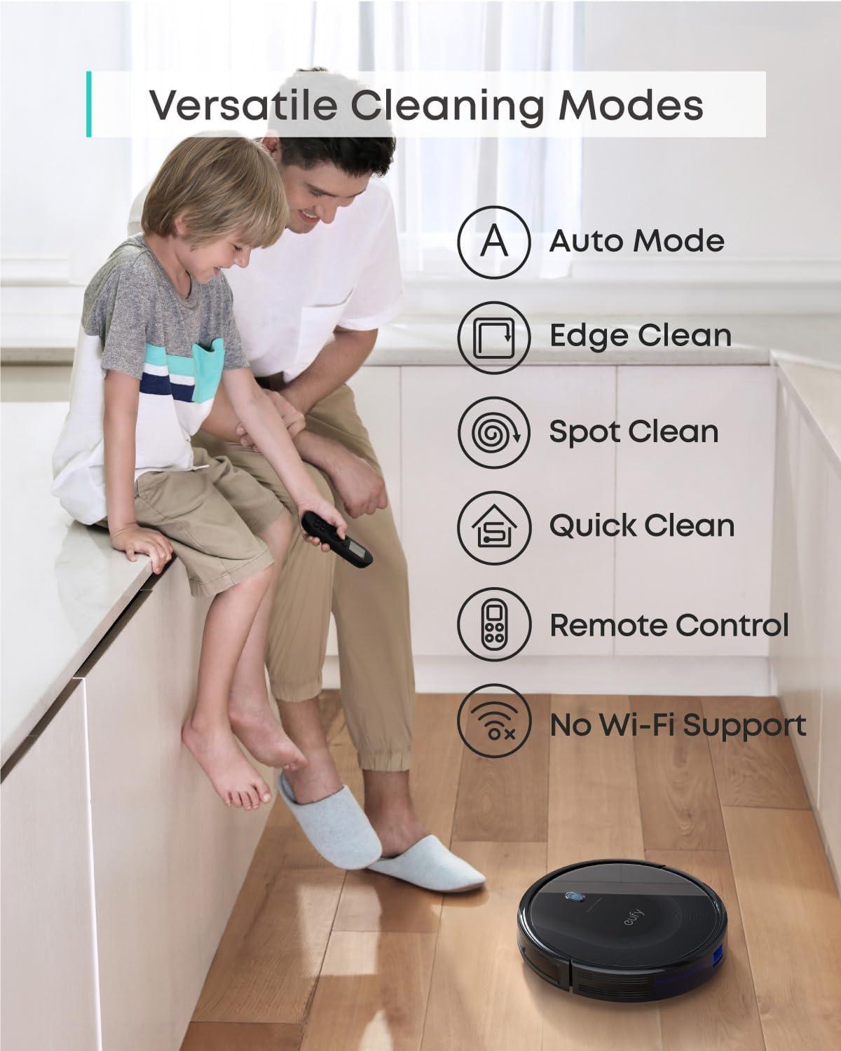 eufy Robot Vacuum 11S MAX, Super Thin, Powerful Suction, Quiet, Self-Charging Robotic Vacuum Cleaner, Cleans Hard Floors to Medium-Pile Carpets, Black(01-11S Max)