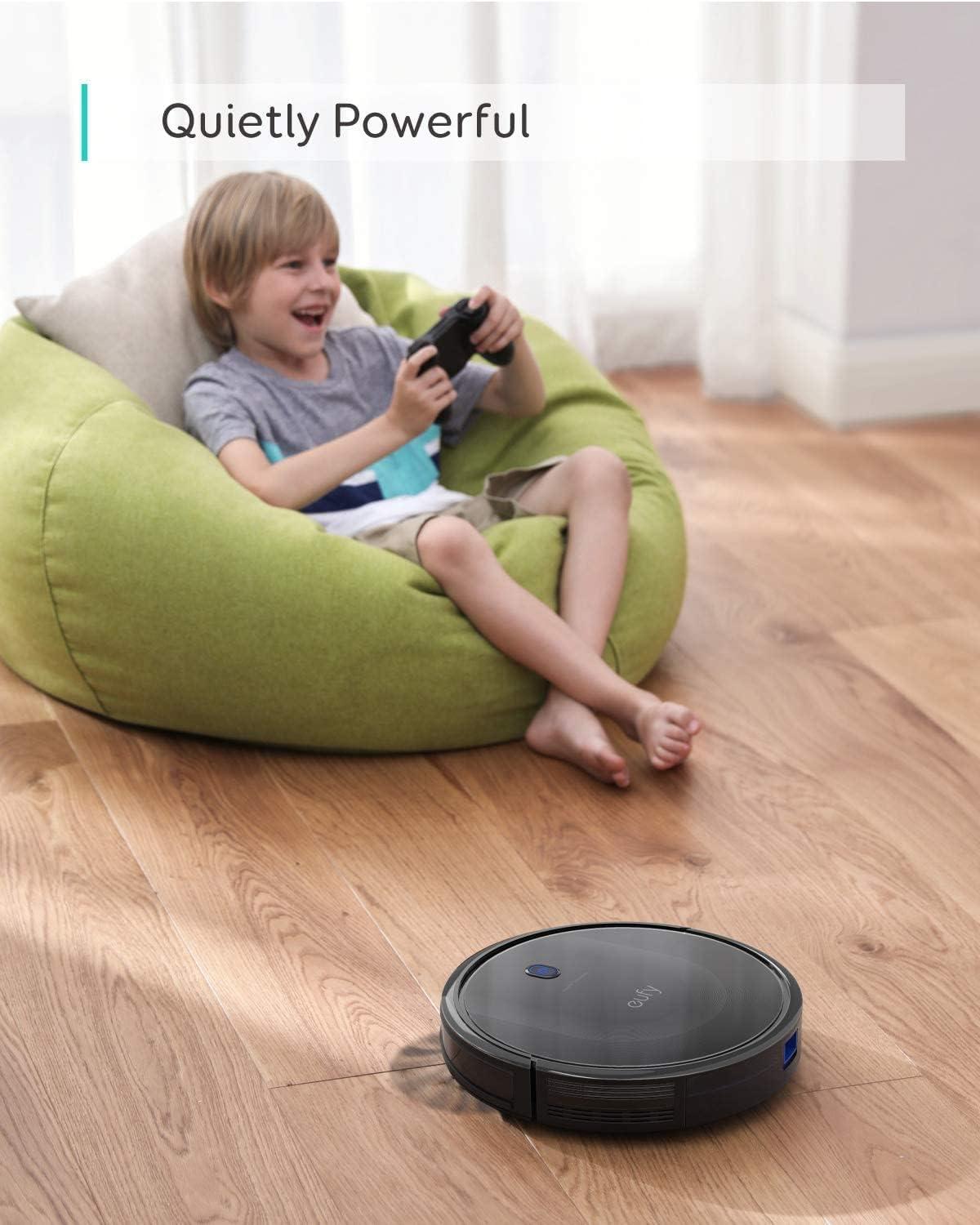 eufy Robot Vacuum 11S MAX, Super Thin, Powerful Suction, Quiet, Self-Charging Robotic Vacuum Cleaner, Cleans Hard Floors to Medium-Pile Carpets, Black(01-11S Max)