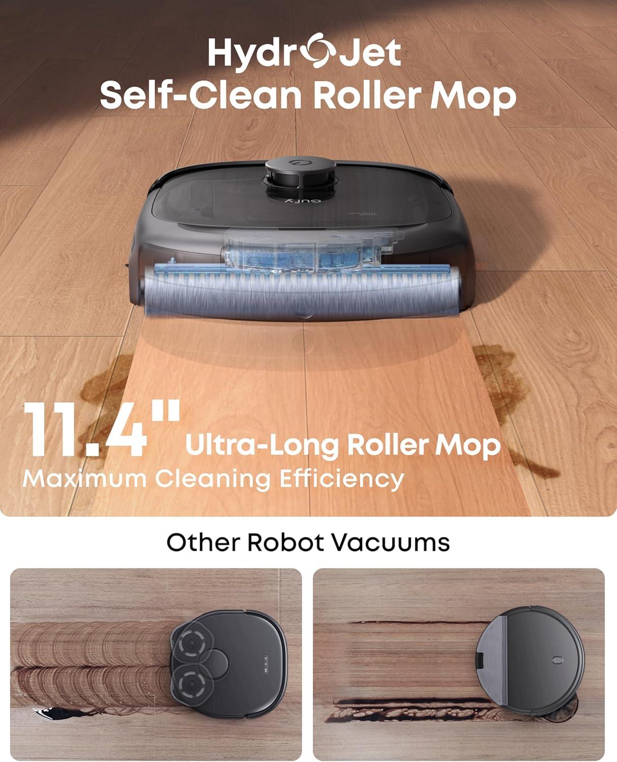eufy C10 Robot Vacuum Self Emptying, 8 Weeks Hands Free, Advanced Smart Mapping with LiDAR Navigation, 2.85-Inch Slim Design, Powerful Suction, Edge Expansion Brush for Pet Hair, Carpet Detection(E28)