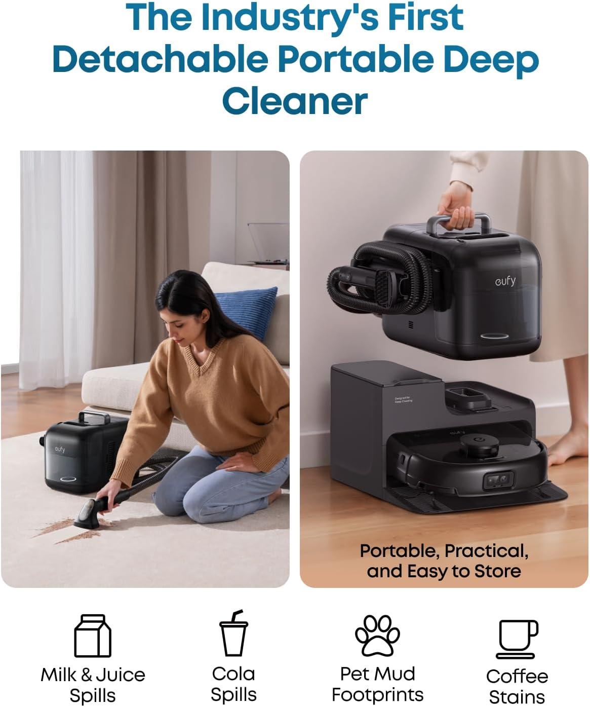eufy C10 Robot Vacuum Self Emptying, 8 Weeks Hands Free, Advanced Smart Mapping with LiDAR Navigation, 2.85-Inch Slim Design, Powerful Suction, Edge Expansion Brush for Pet Hair, Carpet Detection(E28)