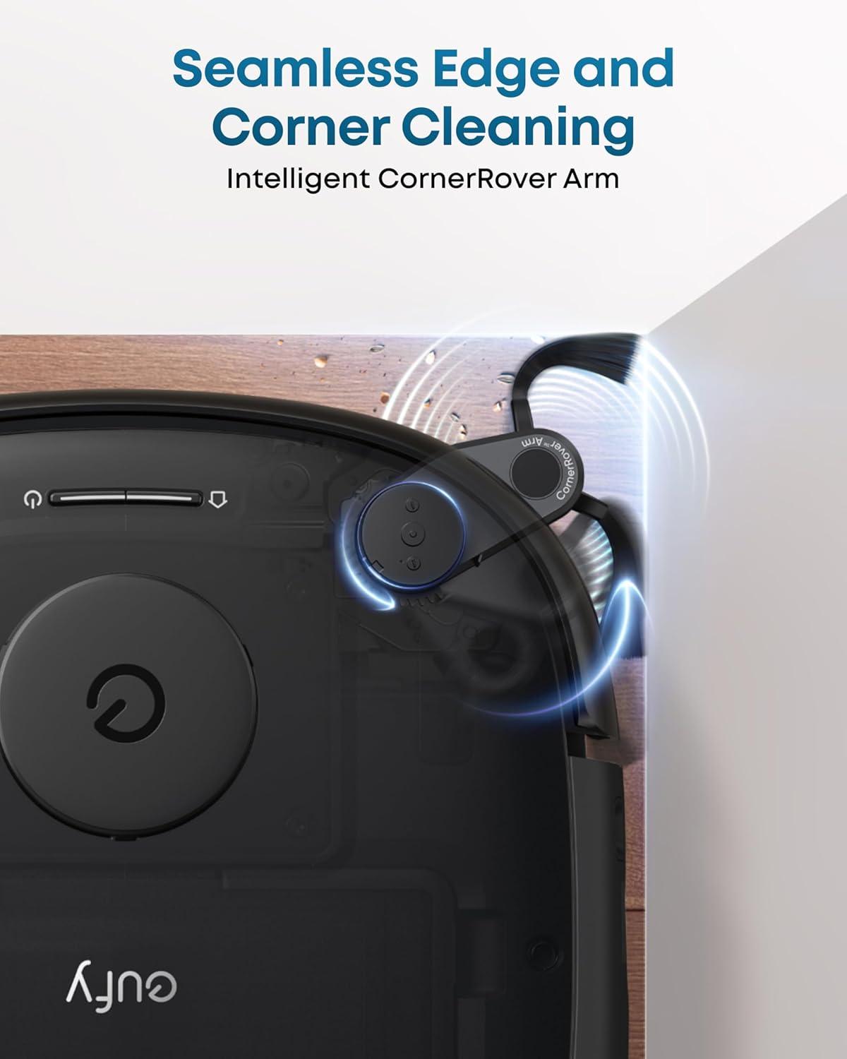 eufy C10 Robot Vacuum Self Emptying, 8 Weeks Hands Free, Advanced Smart Mapping with LiDAR Navigation, 2.85-Inch Slim Design, Powerful Suction, Edge Expansion Brush for Pet Hair, Carpet Detection(E28)