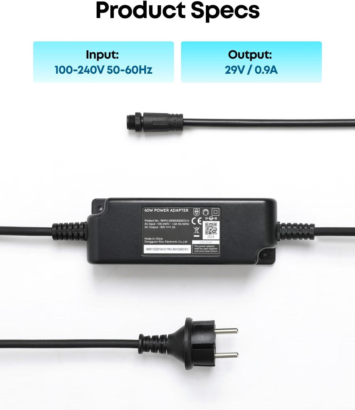 eufy Official Accessories, Power Adapter *1, Compatible with Robot Lawn Mower E15/E18