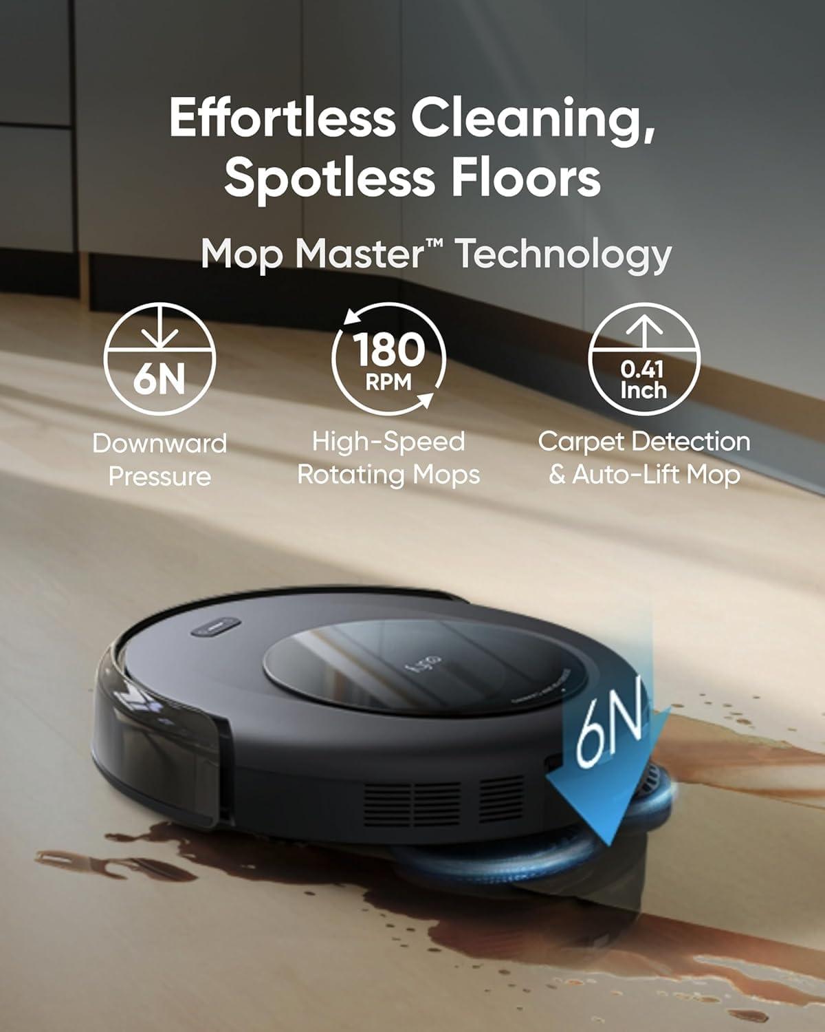 eufy Robot Vacuum Omni C20, Robot Vacuum and Mop Combo, Self Emptying, Auto Mop Washing and Auto Drying for Hands-Free Cleaning, 7000 Pa Powerful Suction (Renewed Acceptable)(C20)