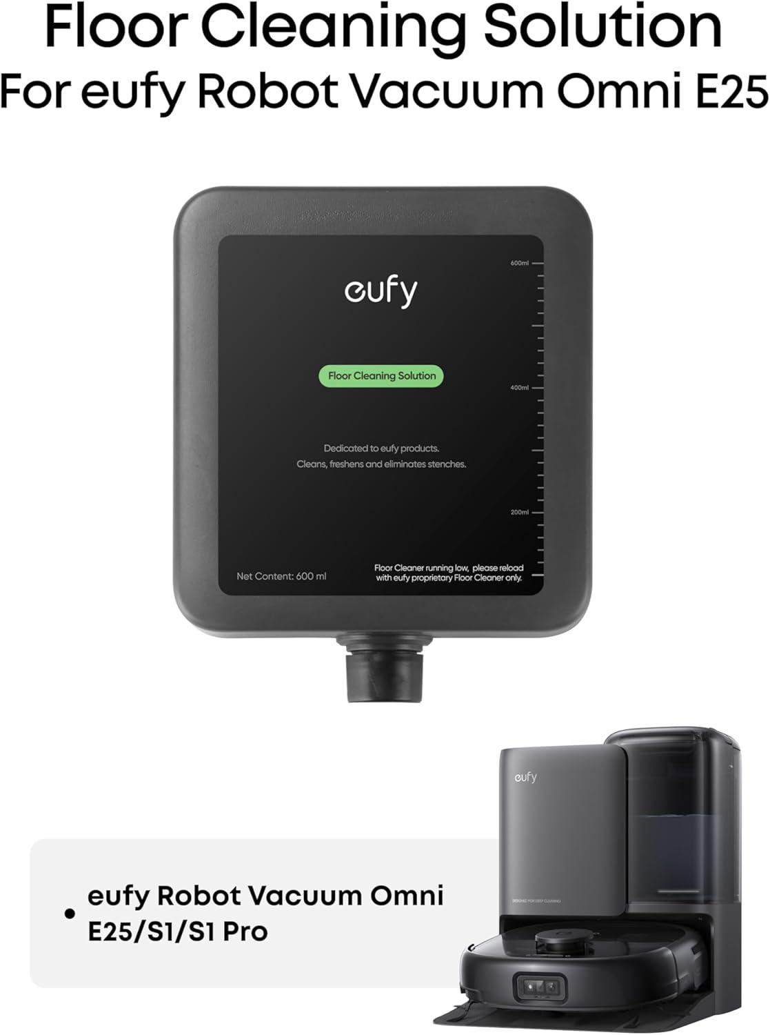eufy Floor Cleaning Solution, Ready to Use, 600 ml, Floor Cleaning Solution, Safe, Compatible with E25(16 Fl Oz (Pack of 1))