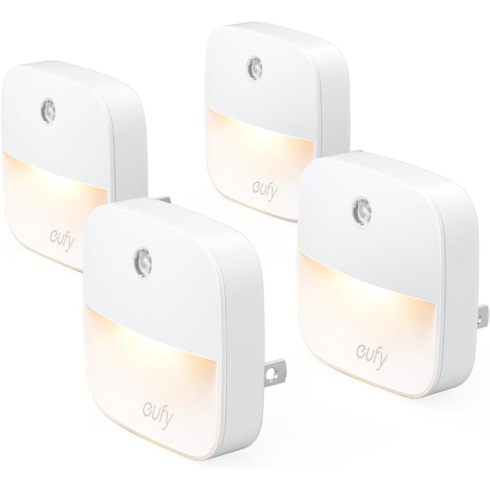 eufy by Anker, Plug-in Night Light, Warm White LED, Dusk-to-Dawn Sensor, Bedroom, Bathroom, Kitchen, Hallway, Stairs, Energy Efficient, Compact, Light 4-Pack(4-Pack)