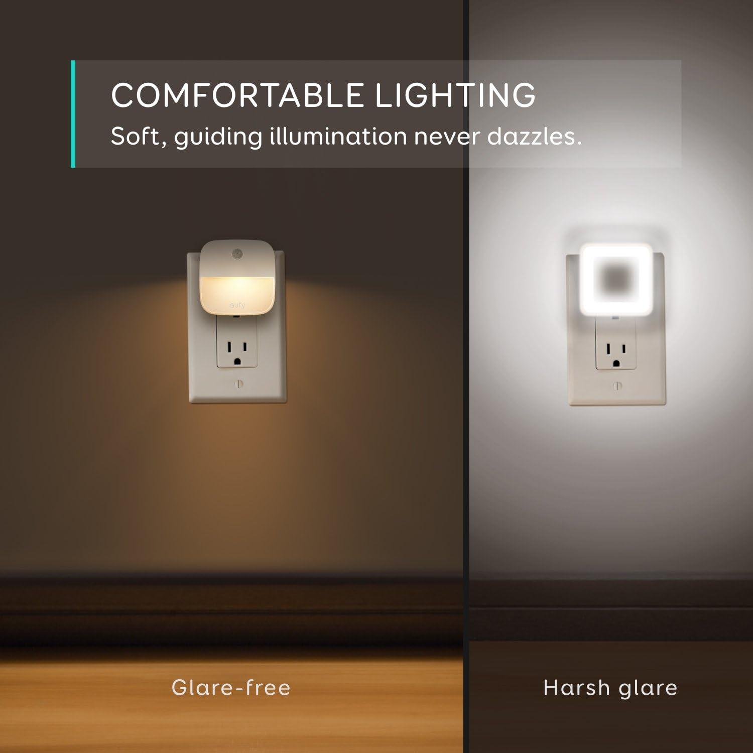eufy by Anker, Plug-in Night Light, Warm White LED, Dusk-to-Dawn Sensor, Bedroom, Bathroom, Kitchen, Hallway, Stairs, Energy Efficient, Compact, Light 4-Pack(4-Pack)