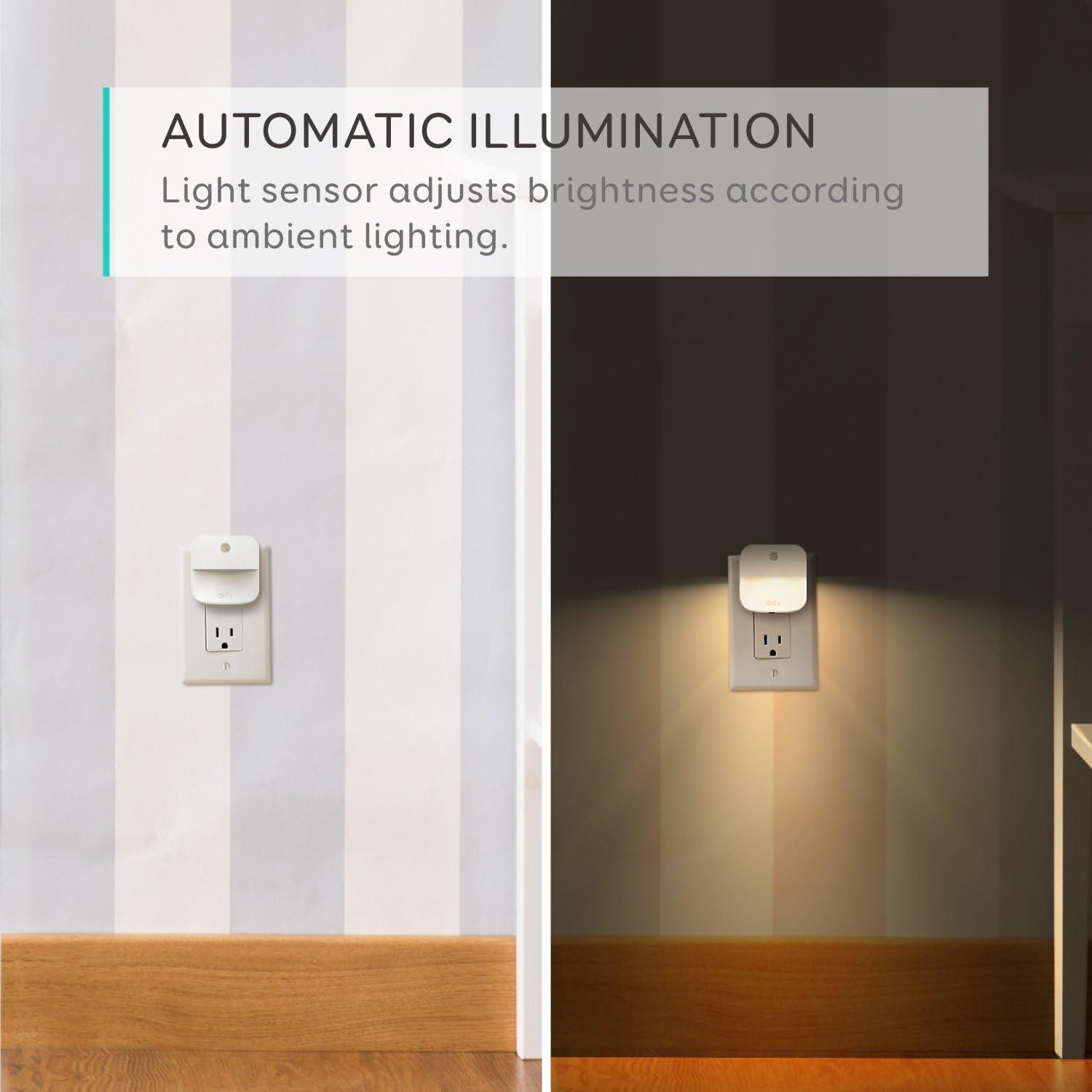 eufy by Anker, Plug-in Night Light, Warm White LED, Dusk-to-Dawn Sensor, Bedroom, Bathroom, Kitchen, Hallway, Stairs, Energy Efficient, Compact, Light 4-Pack(4-Pack)