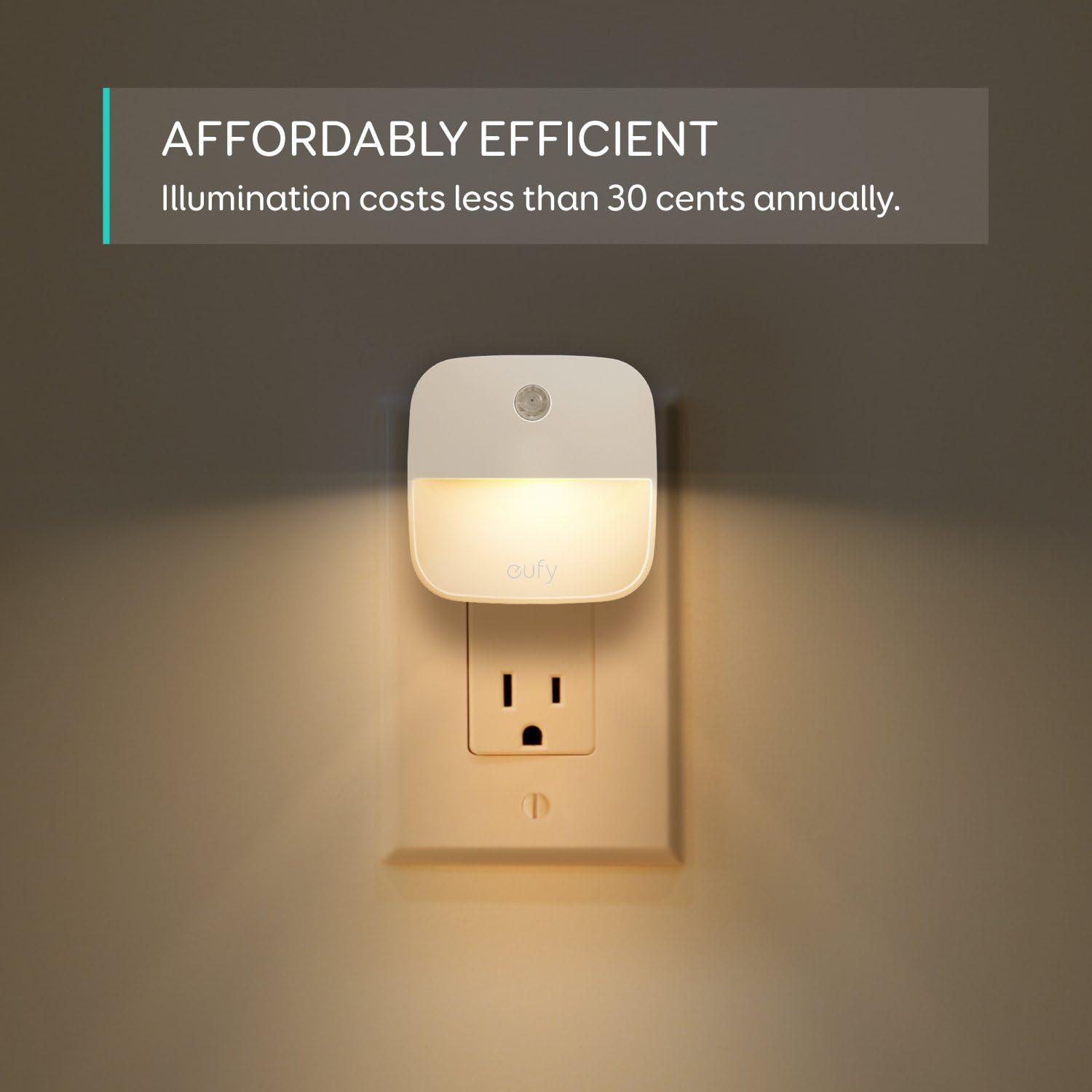 eufy by Anker, Plug-in Night Light, Warm White LED, Dusk-to-Dawn Sensor, Bedroom, Bathroom, Kitchen, Hallway, Stairs, Energy Efficient, Compact, Light 4-Pack(4-Pack)