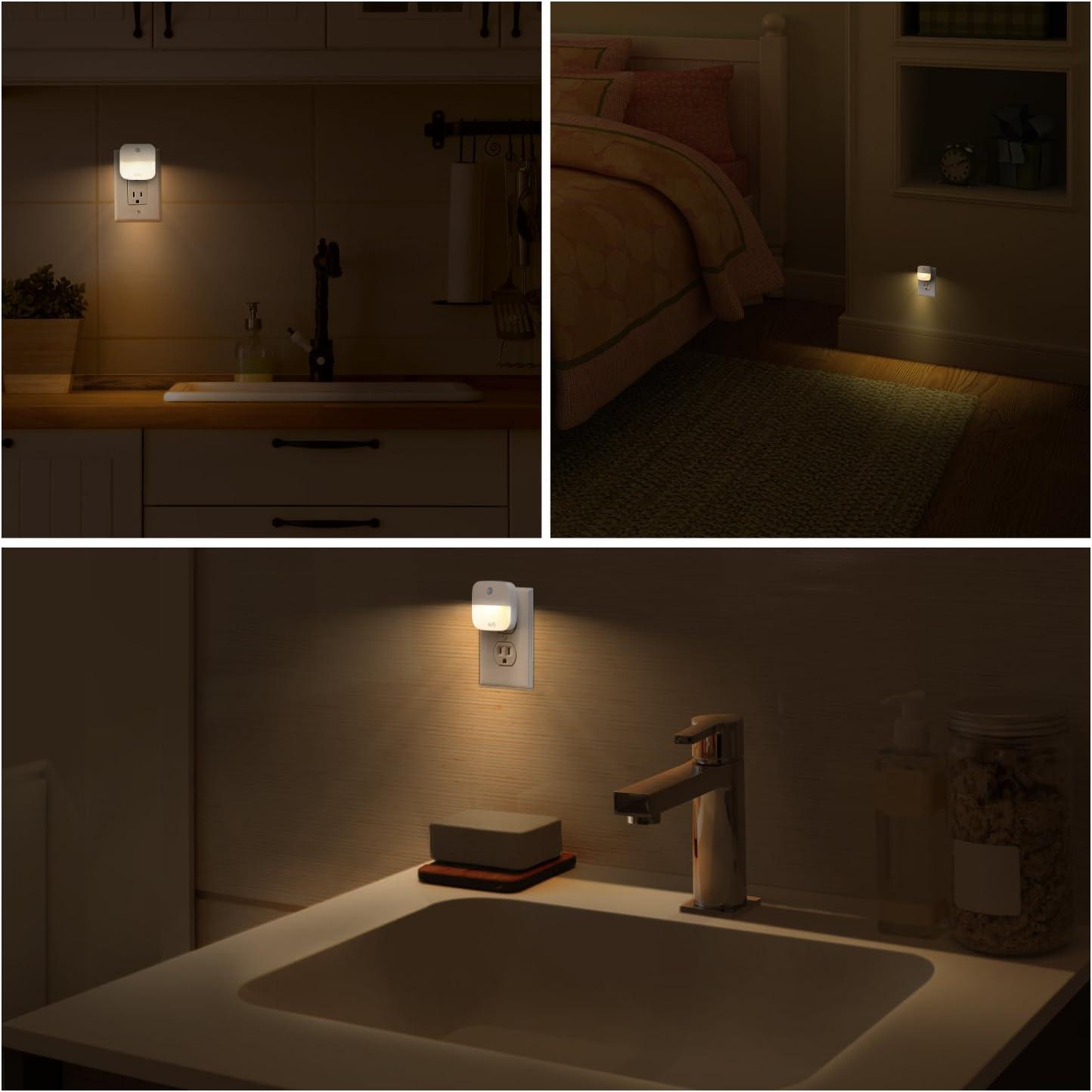 eufy by Anker, Plug-in Night Light, Warm White LED, Dusk-to-Dawn Sensor, Bedroom, Bathroom, Kitchen, Hallway, Stairs, Energy Efficient, Compact, Light 4-Pack(4-Pack)