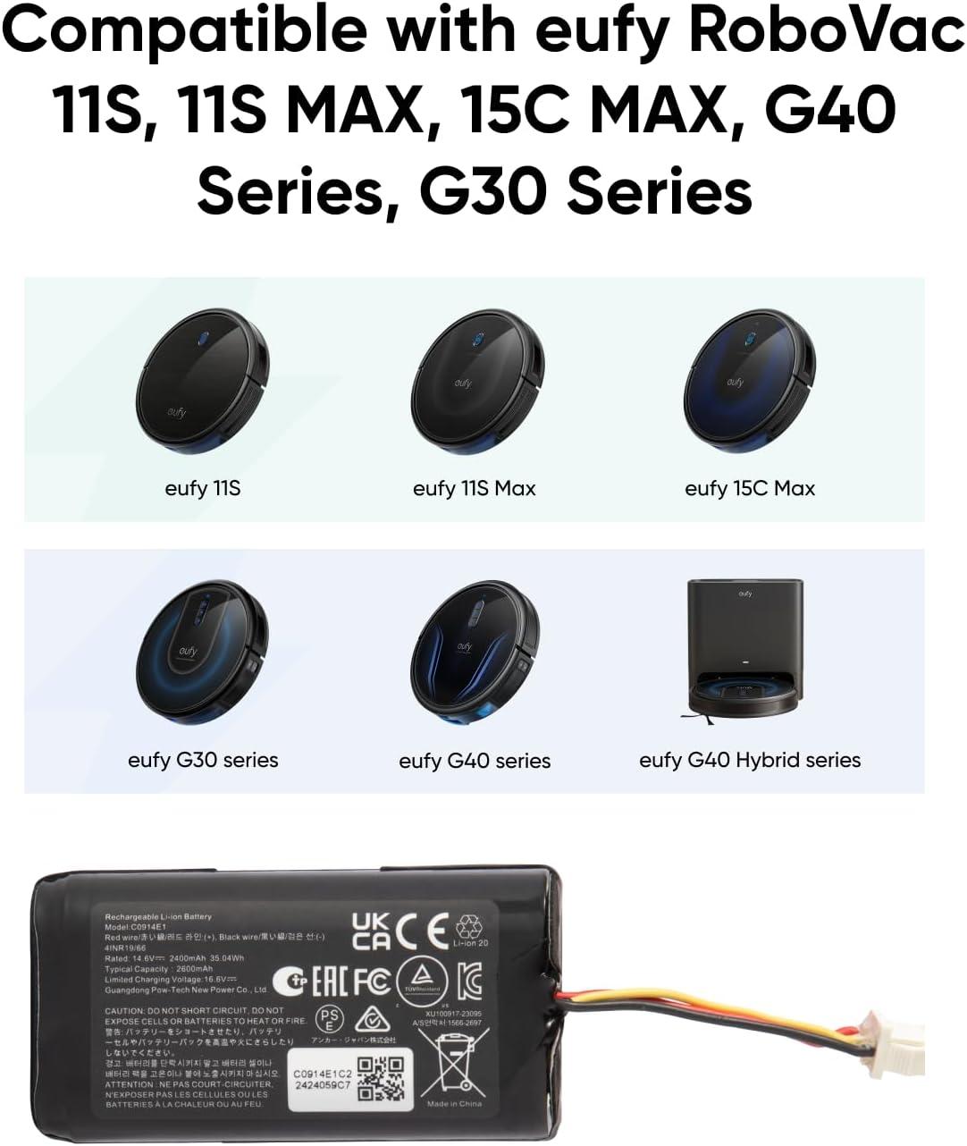 eufy Accessories Replacement Battery Pack, Compatible with G40 Series,G30 Series,RoboVac 11, 11S MAX, 12, 15C MAX, 15C,G10 Hybrid, G20, G35, G35+ Accessory
