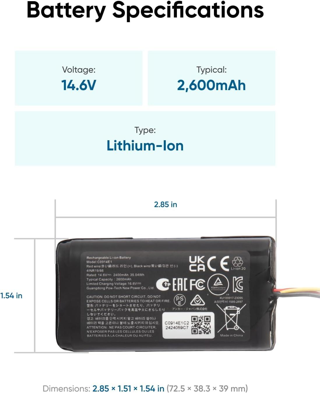 eufy Accessories Replacement Battery Pack, Compatible with G40 Series,G30 Series,RoboVac 11, 11S MAX, 12, 15C MAX, 15C,G10 Hybrid, G20, G35, G35+ Accessory
