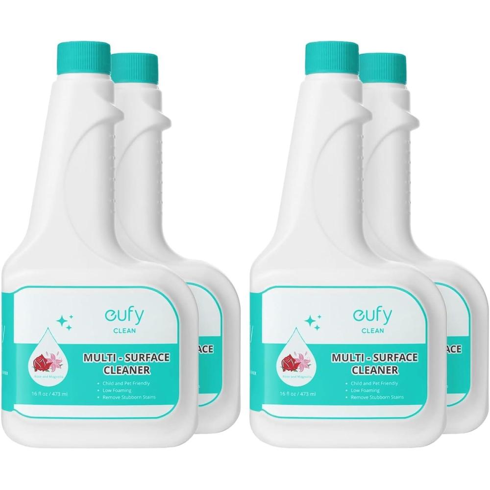 eufy RoboVac Hard Floor Cleaning Solution (2 Bottles), Dilution Ratio 1:200, 473 ml, Floor Cleaner, Eco-Friendly, Plant-Based,Compatible with Omni C20, X8 Pro, X10 Omni, G series, L Series(8 Fl Oz (Pack of 4))