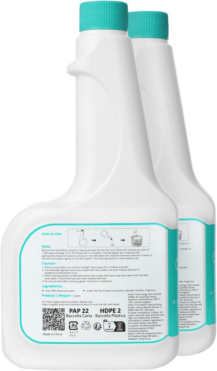 eufy RoboVac Hard Floor Cleaning Solution (2 Bottles), Dilution Ratio 1:200, 473 ml, Floor Cleaner, Eco-Friendly, Plant-Based,Compatible with Omni C20, X8 Pro, X10 Omni, G series, L Series(8 Fl Oz (Pack of 4))