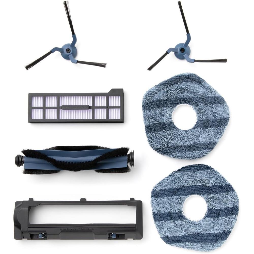 eufy Replacement Parts Kit for X10 Pro Omni, Roller Brush with Bristles and Rubber, Brush Guard, 2 Side Brushes, Washable Filter, and 2 Mop Cloths(X10 Replacement Kit)
