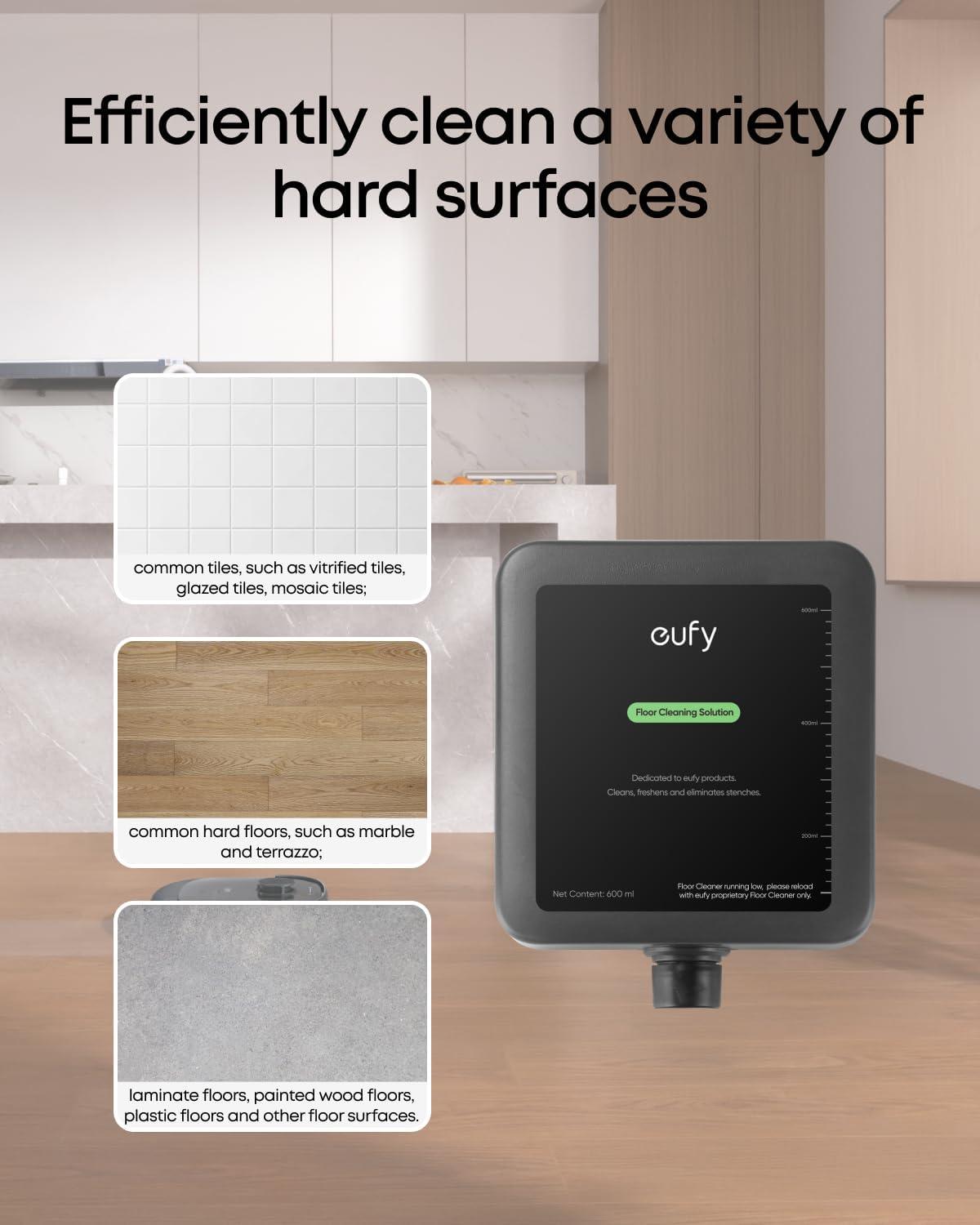 eufy Floor Cleaning Solution, Ready to Use, 600 ml, Floor Cleaning Solution, Safe, Compatible with E25(16 Fl Oz (Pack of 2))
