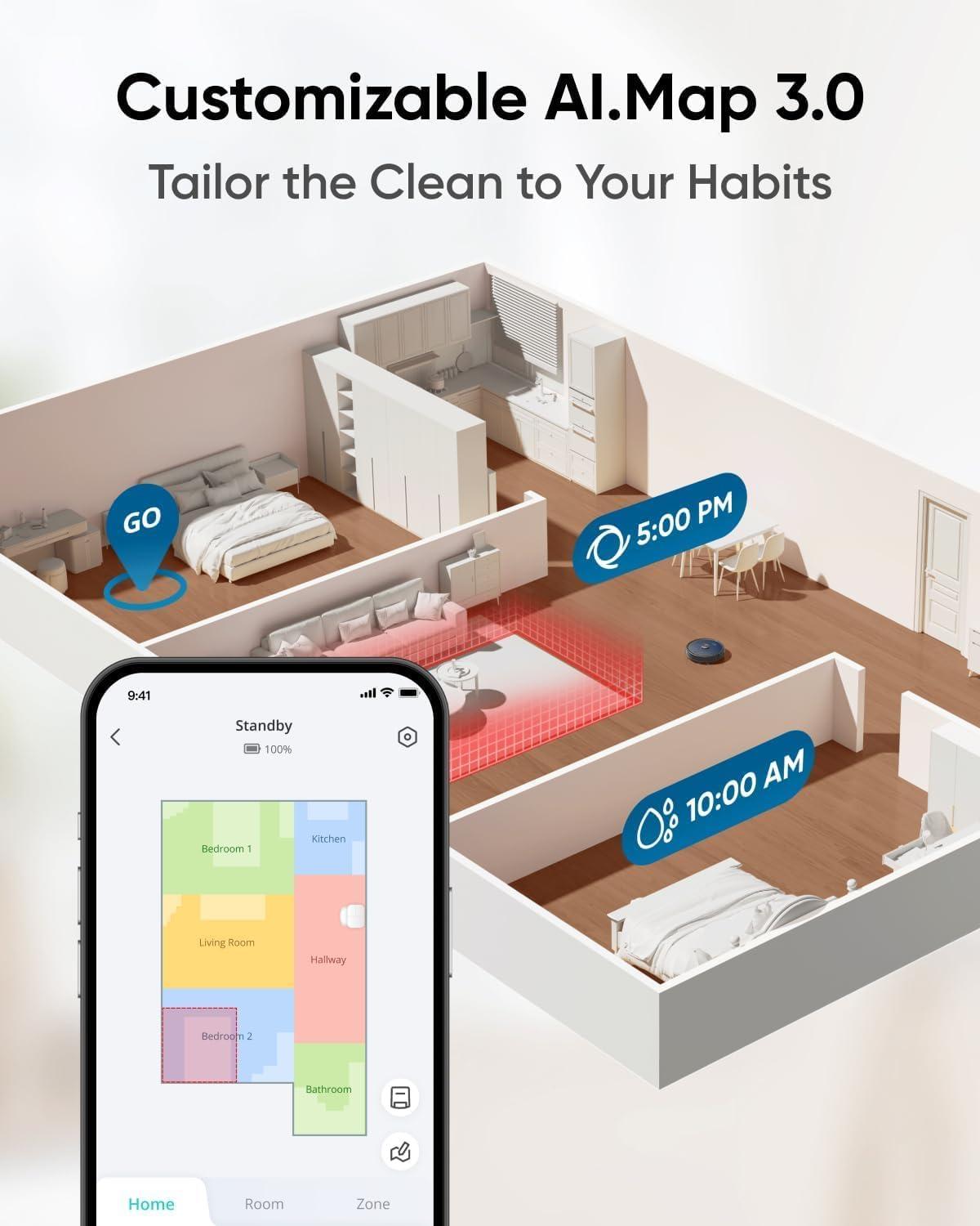 eufy Robot Vacuum Omni C20, Robot Vacuum and Mop Combo, Self Emptying, Auto Mop Washing and Auto Drying for Hands-Free Cleaning, 7000 Pa Powerful Suction (Renewed Acceptable)(X10 Pro)