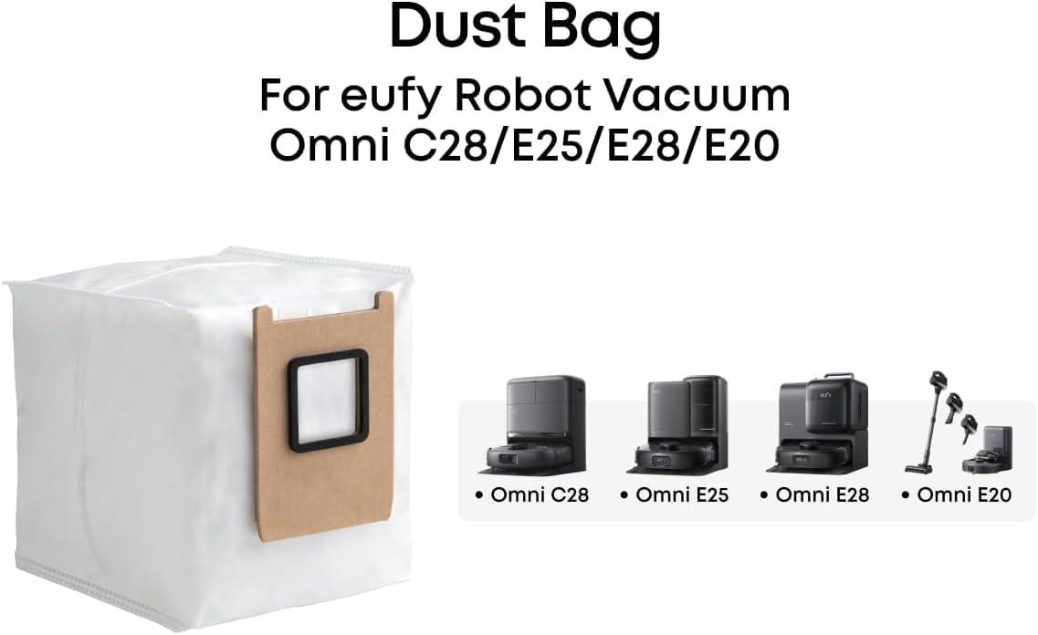 eufy Dust Bag, 3-Pack, 3L, Leak-Proof, Effective Filtration, Safe, Compatible with E25, E28, E20 and C28