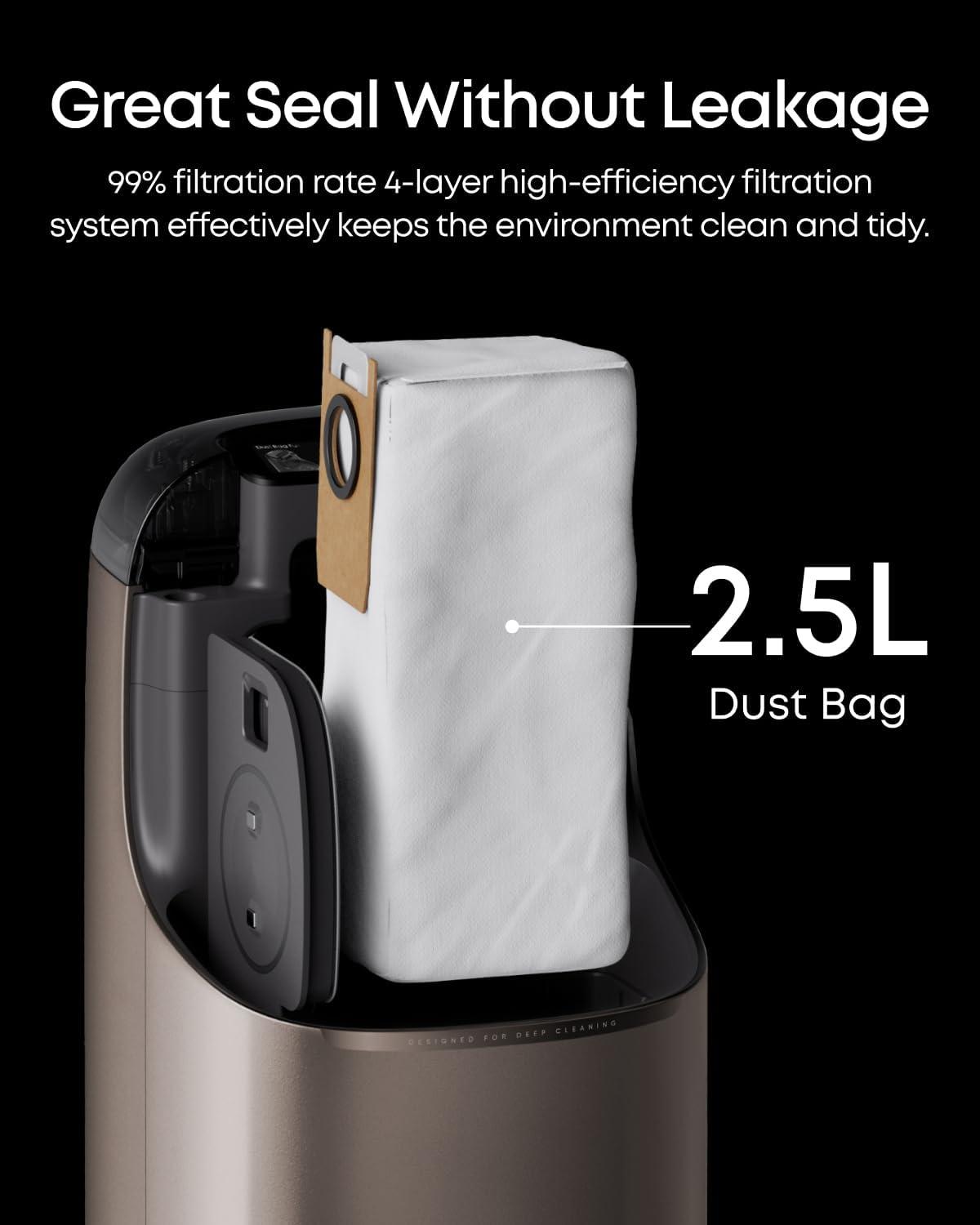 eufy Official Dust Bag Accessories for Omni S2/S1 pro/S1, Enjoy 60 Days Hands-Free Cleaning, 2.5L Large Capacity, 3-Pack