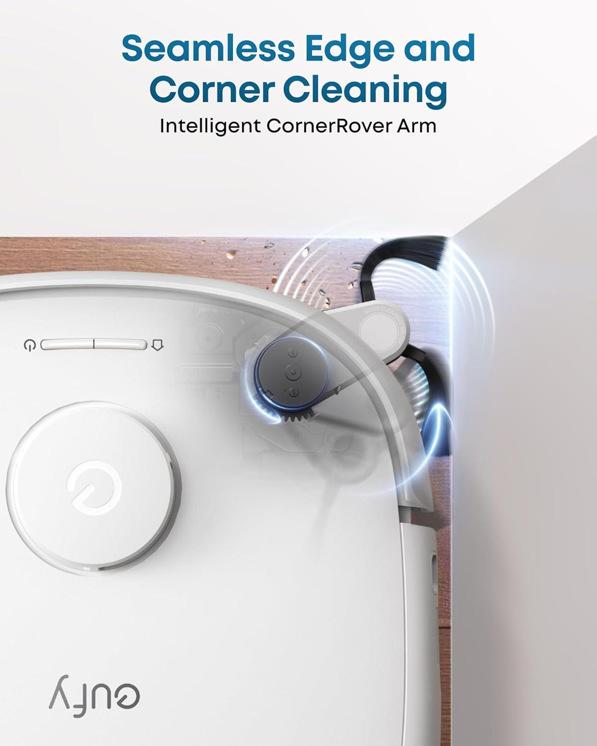 eufy Robot Vacuum E25, 20,000 Pa Suction,HydroJet Always-Clean Roller Mop, All-in-One Robot Vacuum and Mop Combo, Edge-to-Corner Cleaning, Zero-Tangle Design, AI Obstacle Avoidance (Upgraded)(E25 White)