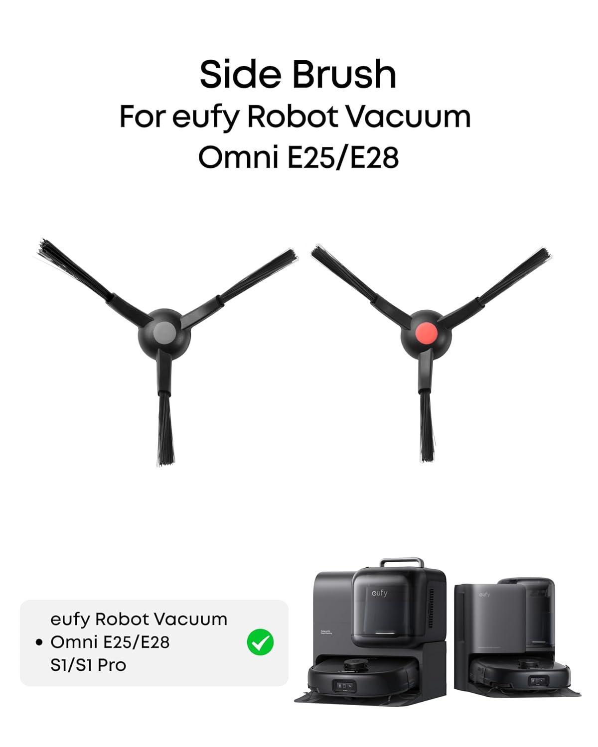 eufy Side Brush, 2 Pairs, Durable, Soft, Compatible with E28, E25, S1, S1 Pro and C28.(One Size (Pack of 2))